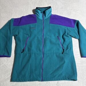Vintage Columbia Jacket Womens XL Blue Purple Full Zip Fleece Outdoors Retro 90s